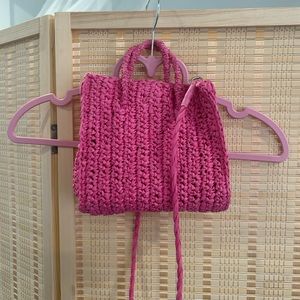 Mini pink rattan purse
